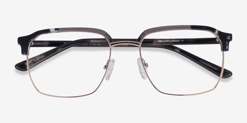 Gray Striped & Gold Break -  Acetate, Metal Lunettes de vue