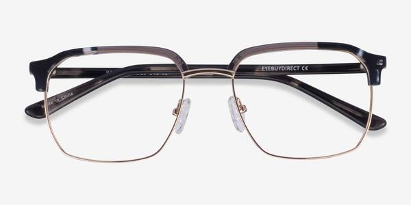 Gray Striped & Gold Break -  Acetate-metal Eyeglasses