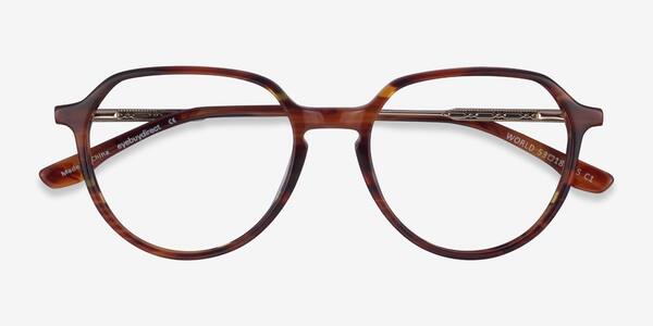Brown Striped Light Gold World -  Acetate Eyeglasses