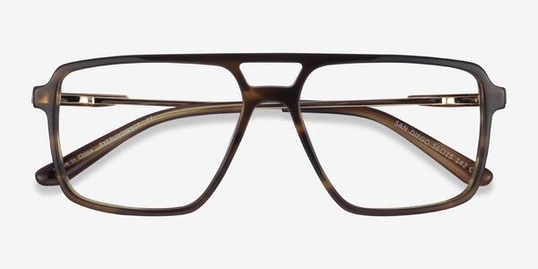 Striped Green Gold San Diego -  Acetate Eyeglasses