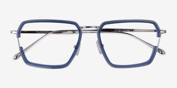 Clear Blue Silver Tsundoku -  Acetate Eyeglasses