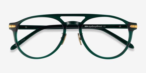 Dark Green Gold Aston -  Acetate Eyeglasses