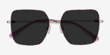 Shiny Rose Gold Red Floral Fleur -  Metal Sunglasses