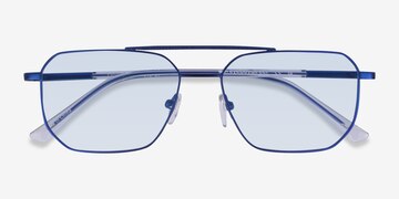Matt Blue Shiny Clear Pilot -  Métal Lunettes de soleil