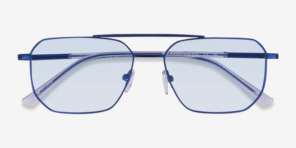 Matt Blue Shiny Clear Pilot -  Métal Lunettes de soleil