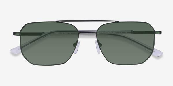 Matt Green Shiny Clear Pilot -  Métal Sunglasses