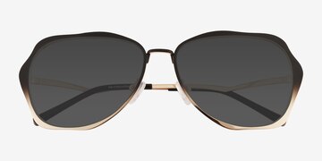 Matte Black Brown Teo -  Metal Sunglasses