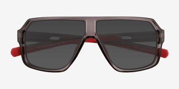 Clear Gray Geo -  Plastic Sunglasses