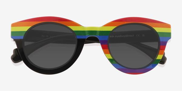 Striped Rainbow All In -  Plastic Sunglasses