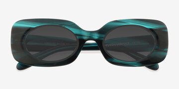 Striped Teal Kingsley -  Acetate Sunglasses