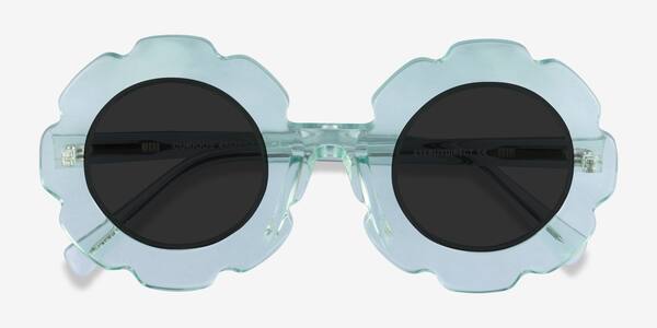 Clear Green Curious -  Acetate Sunglasses