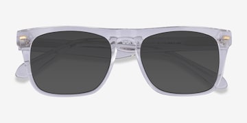 Temptation - Clear Frame Sunglasses with Black Lens & Clear Arms
