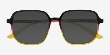 Clear Black Purple Yellow Sunlit -  Plastic Sunglasses