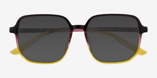 Clear Black Purple Yellow Sunlit -  Plastic Sunglasses