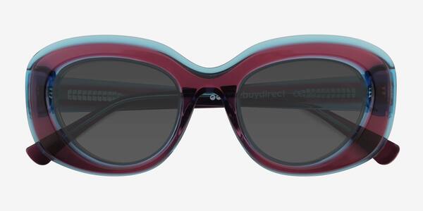 Clear Purple Blue Damast -  Acetate Sunglasses