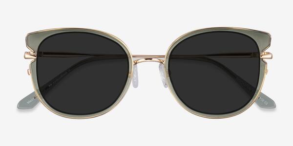 Clear Green Gold Fascination -  Metal Sunglasses