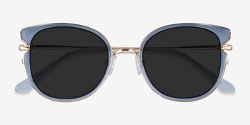 Clear Blue Gold Fascination -  Metal Sunglasses