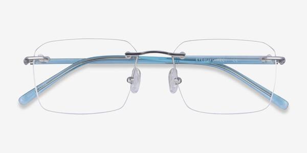 Silver Clear Blue Nate -  Titanium Eyeglasses