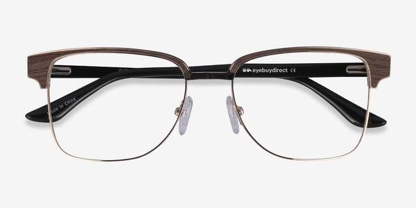Gold, Black & Dark Wood Biome -  Acetate Eyeglasses