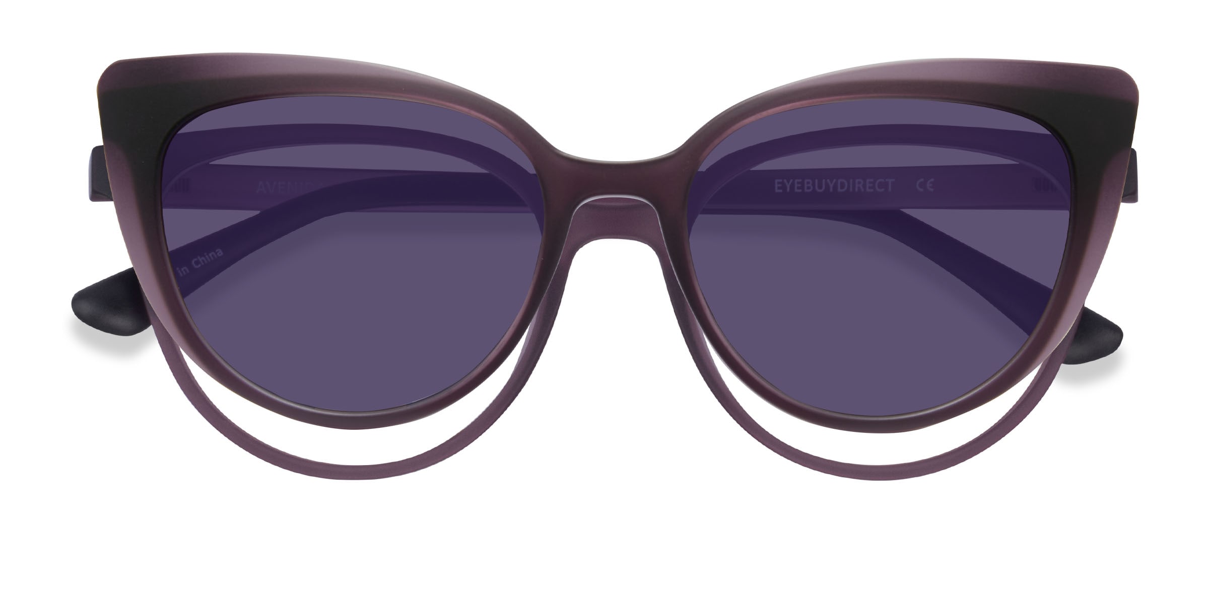 Purple clip store on sunglasses