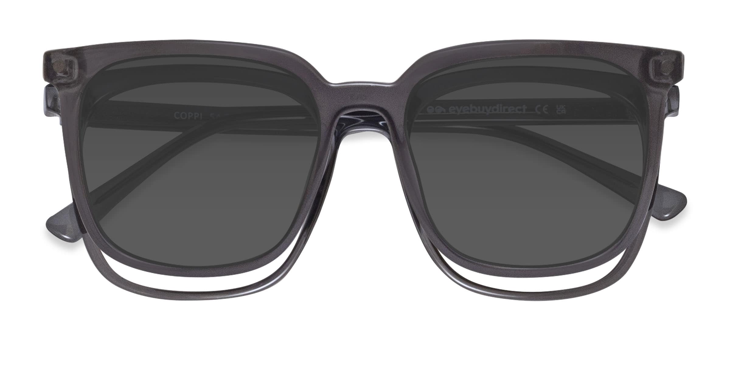 coppi☺︎　0527 Coppi Clip-On Square Gray Full Rim Eyeglasses | Eyebuydirect