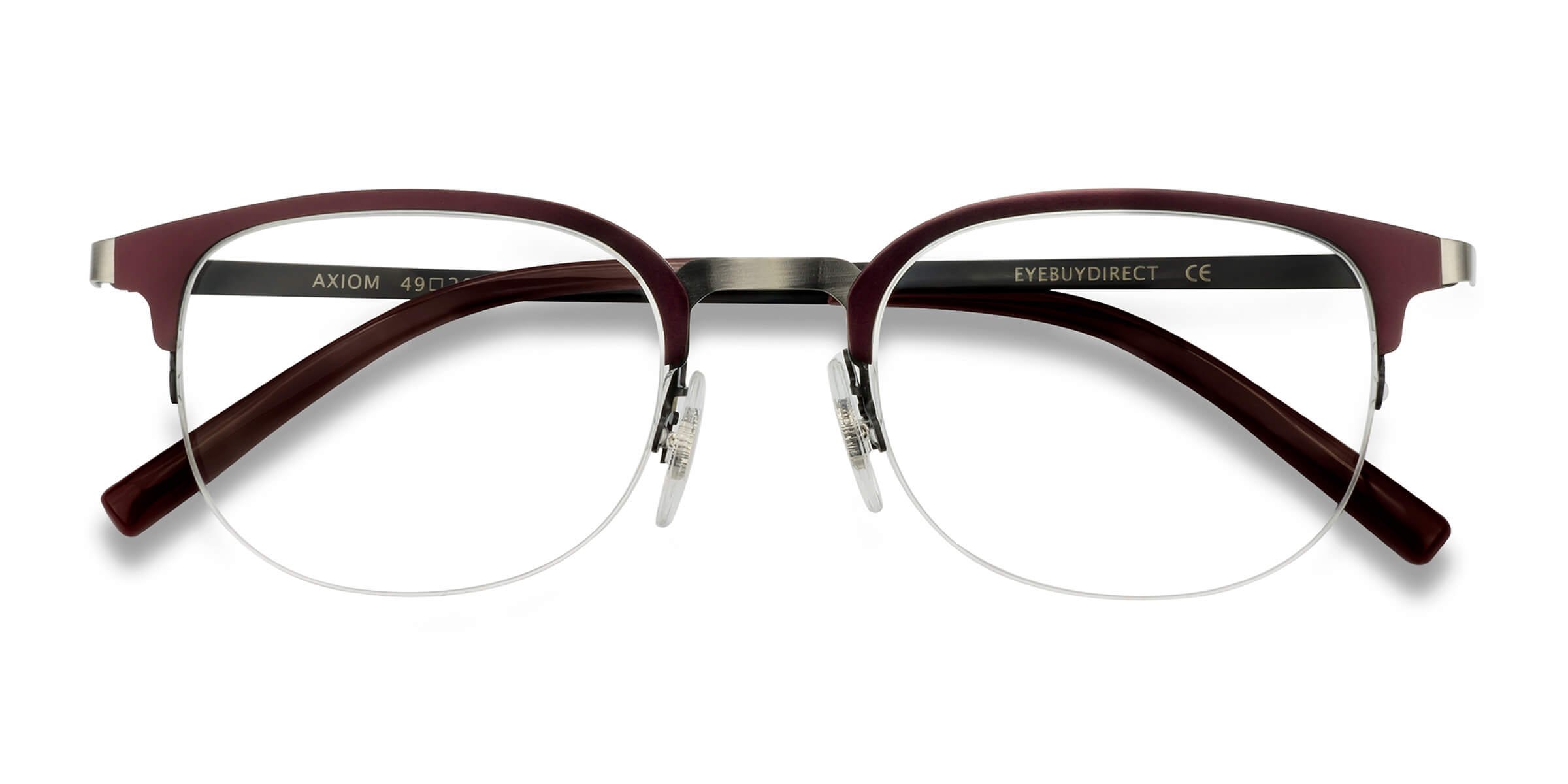 Axiom Rectangle Red Semi Rimless Eyeglasses | Eyebuydirect