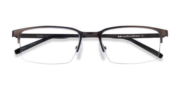 Bezel Rectangle Dark Charcoal Semi Rimless Eyeglasses | Eyebuydirect