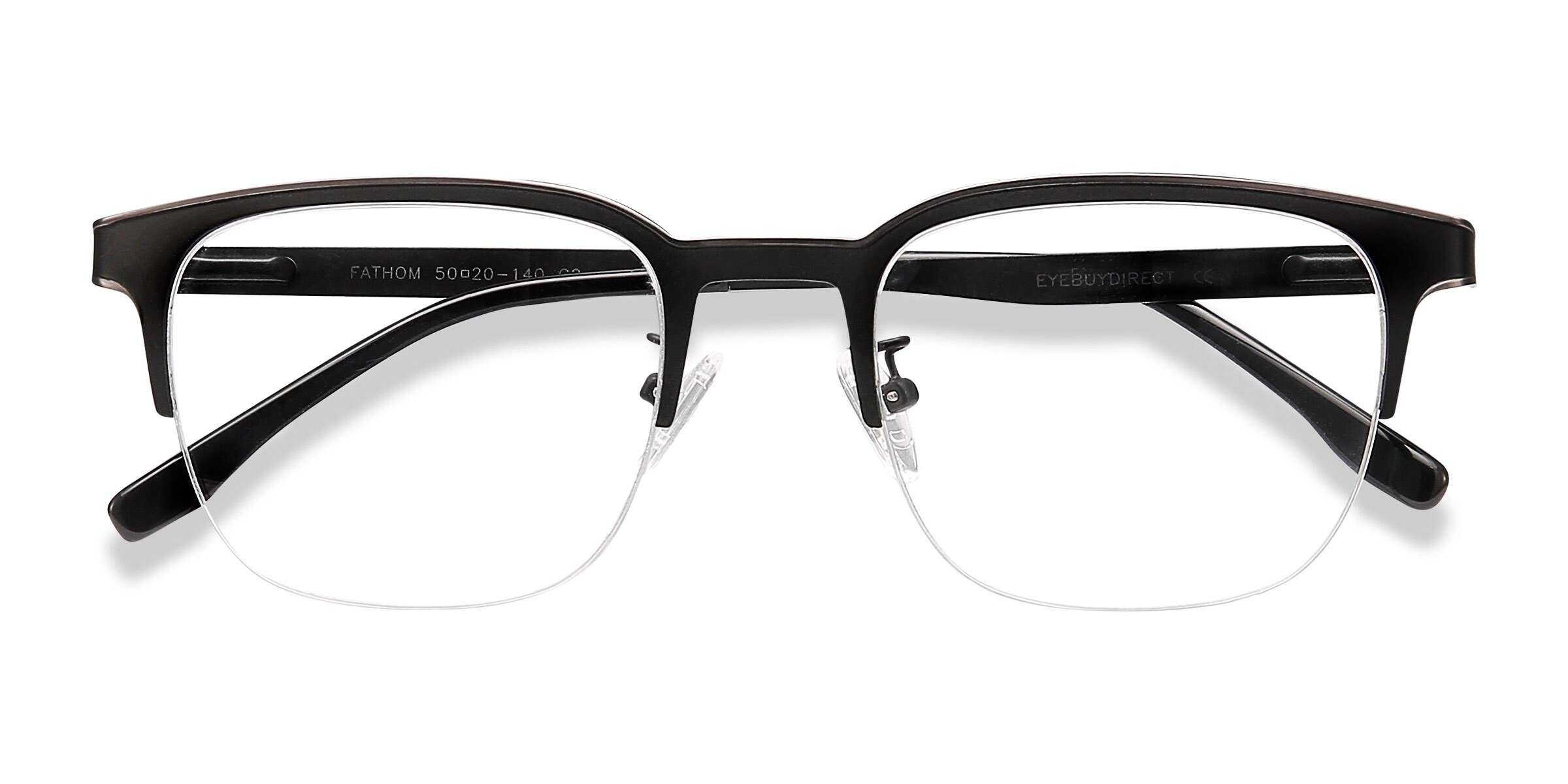 Fathom Rectangle Gunmetal Black Semi Rimless Eyeglasses | Eyebuydirect
