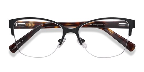 Female S Horn Black Acetate, Metal Prescription Eyeglasses - Eyebuydirect S Feline