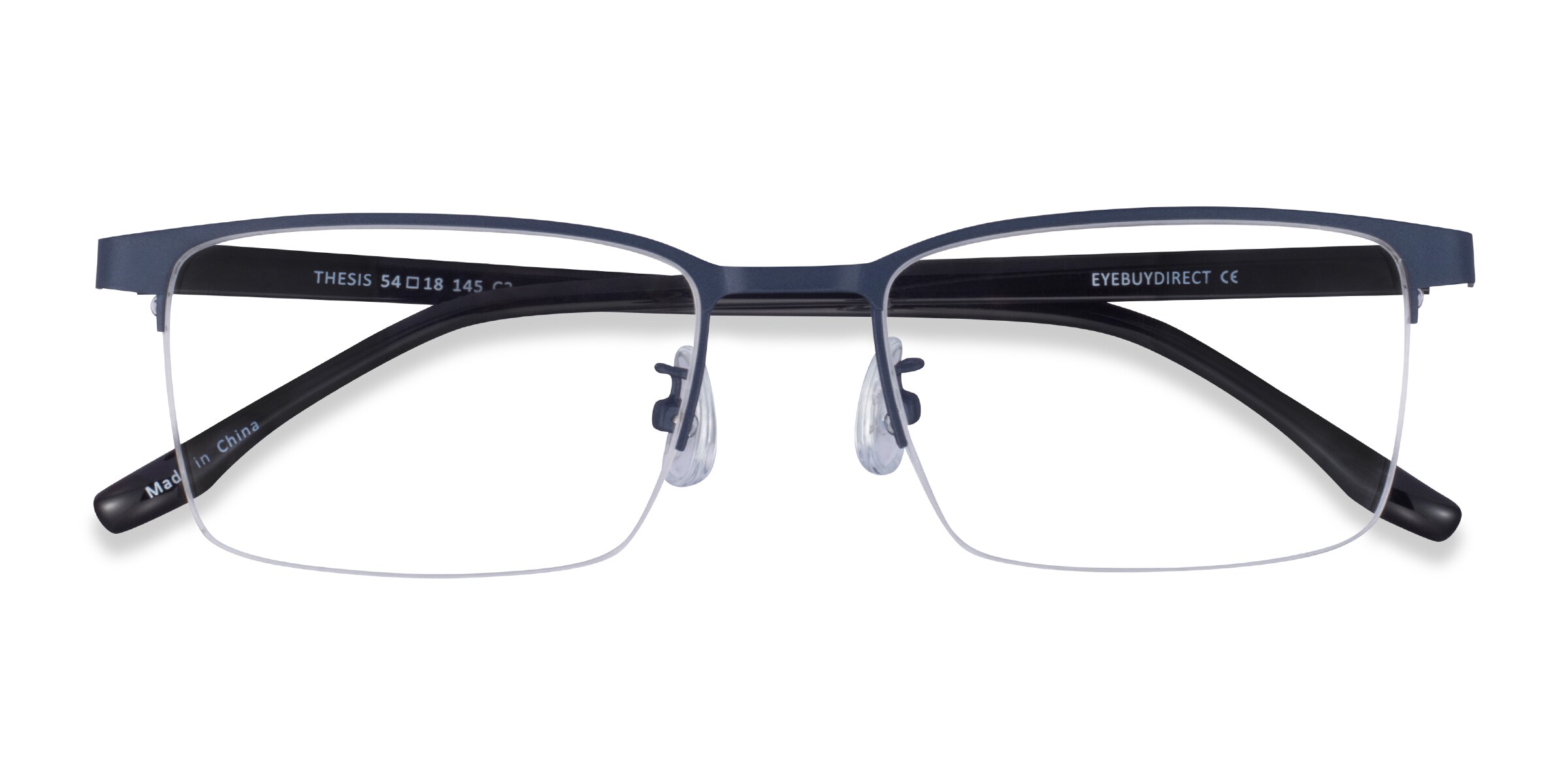 Thesis Rectangle Gunmetal Black Semi Rimless Eyeglasses