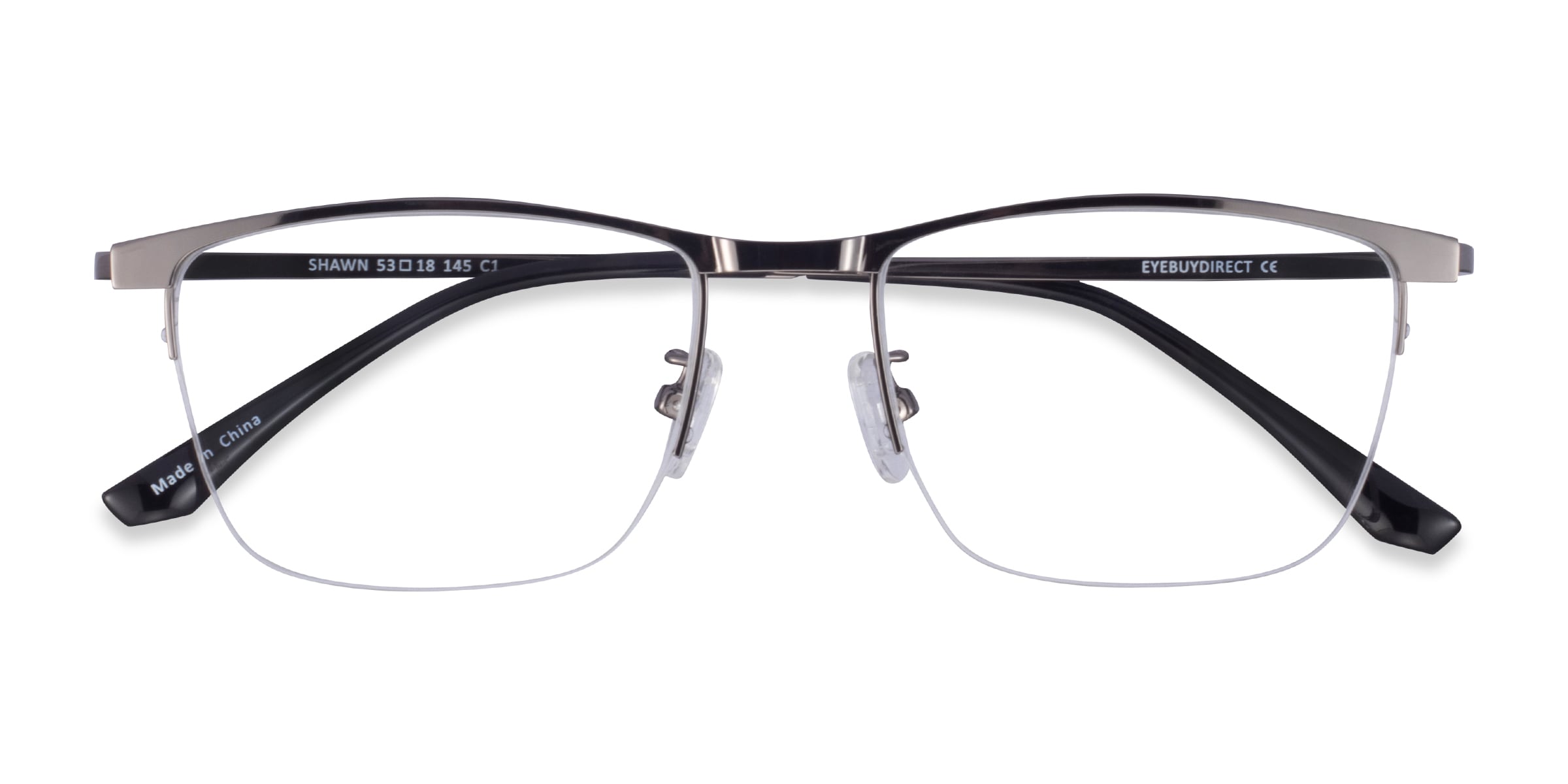 Shawn Rectangle Matte Black Semi Rimless Eyeglasses | Eyebuydirect