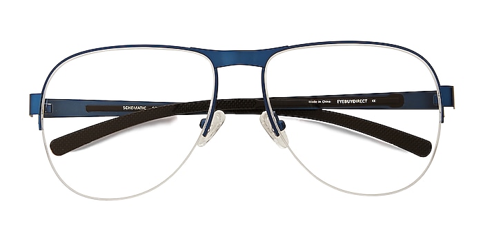 Blue Schematic -  Metal Eyeglasses