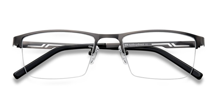 Metal Half Rim Glasses Frame Men Business Eyewear Clear Lens Super