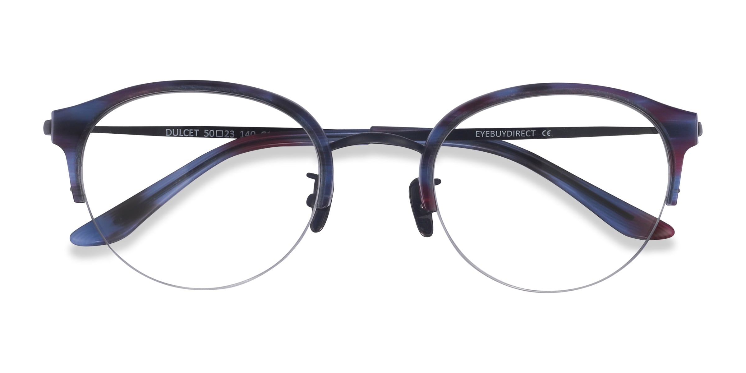 Dulcet Round Blue Semi Rimless Eyeglasses | Eyebuydirect