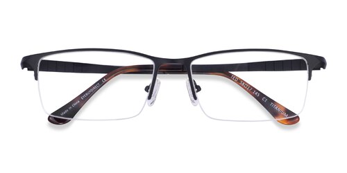 Male S Rectangle Matte Black Titanium Prescription Eyeglasses - Eyebuydirect S Ted