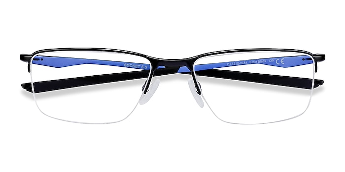 Satin Black & Blue Oakley Socket 5.5 -  Metal Eyeglasses