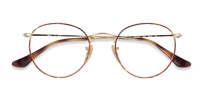 Ray-Ban RB3447V Round - Round Tortoise & Gold Frame Eyeglasses |  Eyebuydirect