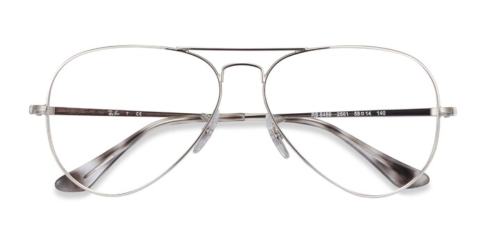 Ray-Ban RB6489 Aviator - Aviator Silver Frame Eyeglasses | Eyebuydirect