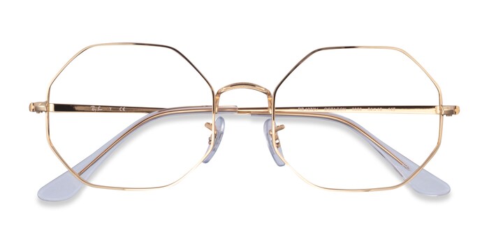 Ray-Ban Octagon - Geometric Gold Frame Eyeglasses | Eyebuydirect