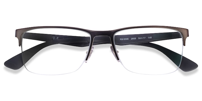 Ray-Ban RB6335 - Rectangle Gunmetal Frame Eyeglasses | Eyebuydirect