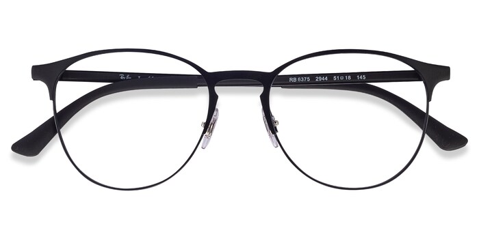 Ray-Ban RB6375 - Round Black Frame Eyeglasses | Eyebuydirect