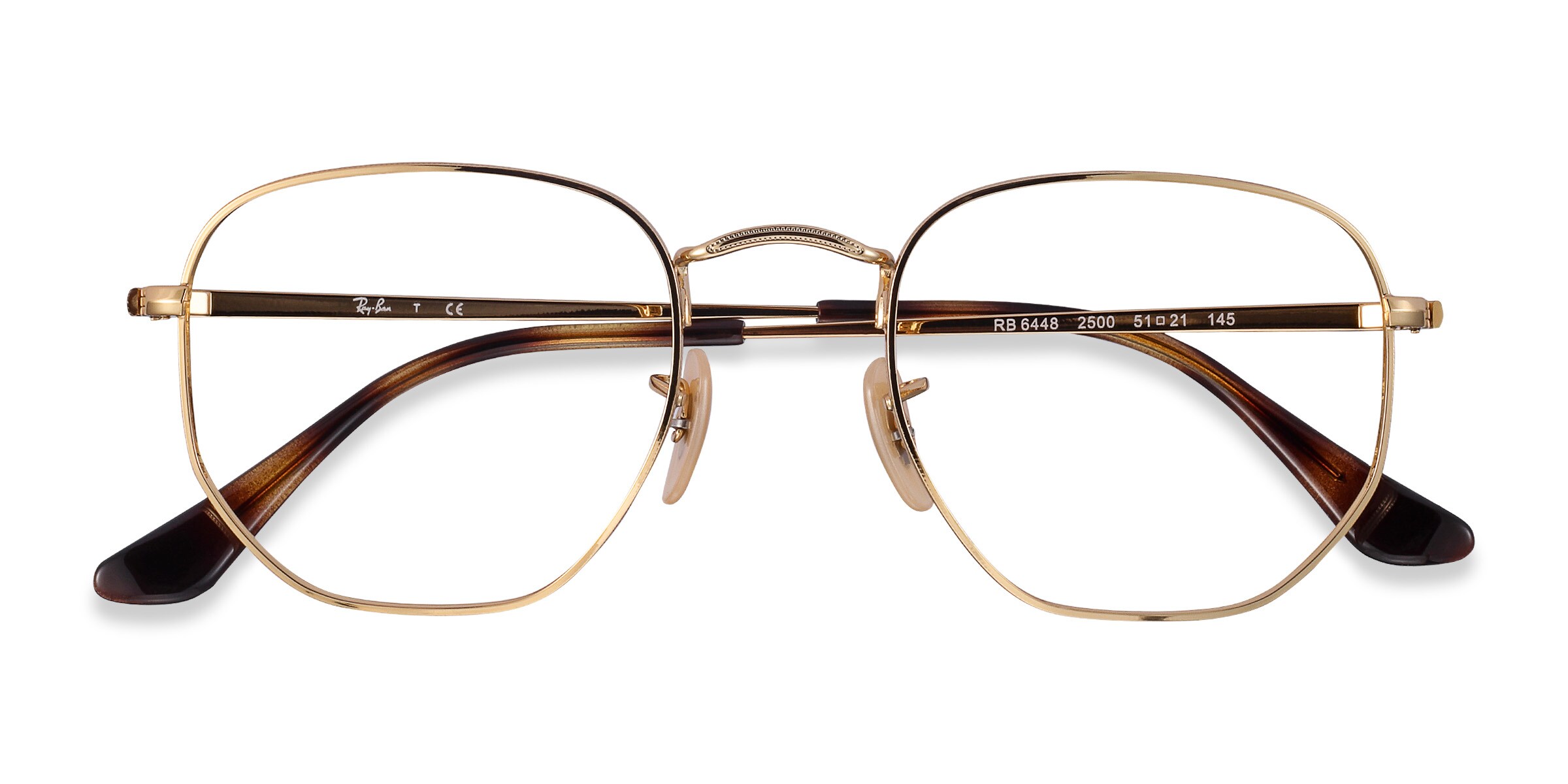 Ray-Ban RB6448 - Square Gold Frame Eyeglasses | Eyebuydirect