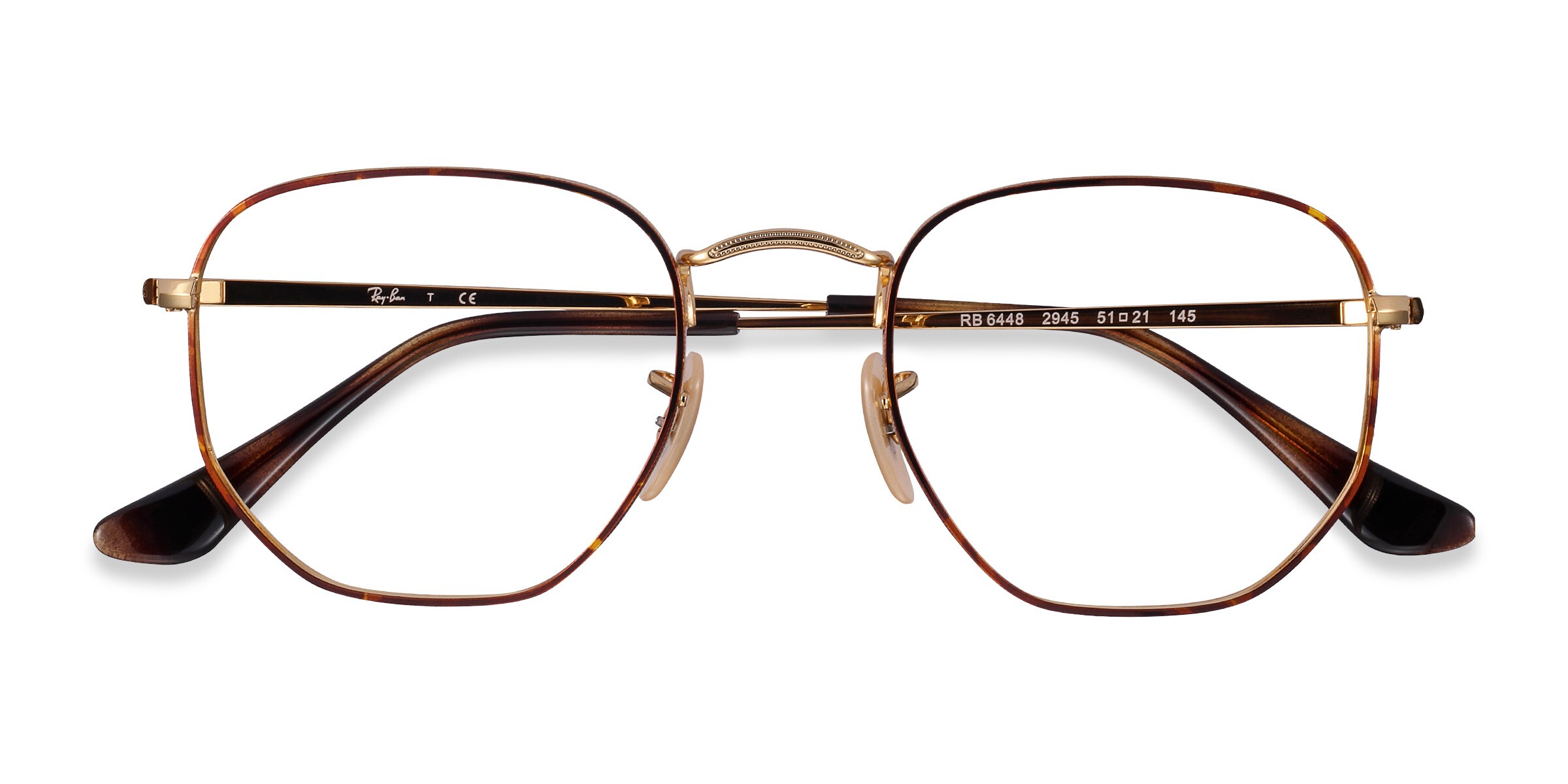 Ray-Ban RB6448 - Square Tortoise Gold Frame Eyeglasses 