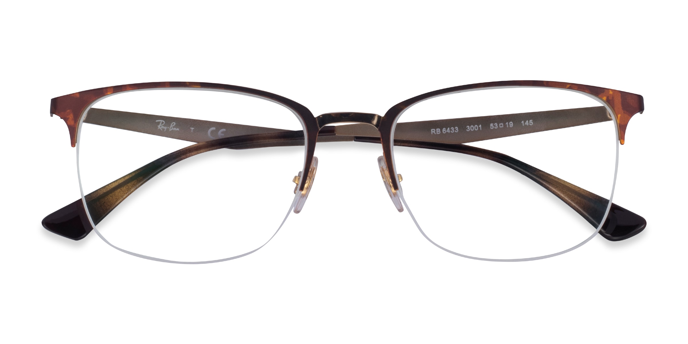 Ray-Ban RB6433 - Rectangle Tortoise Gold Frame Glasses For Women