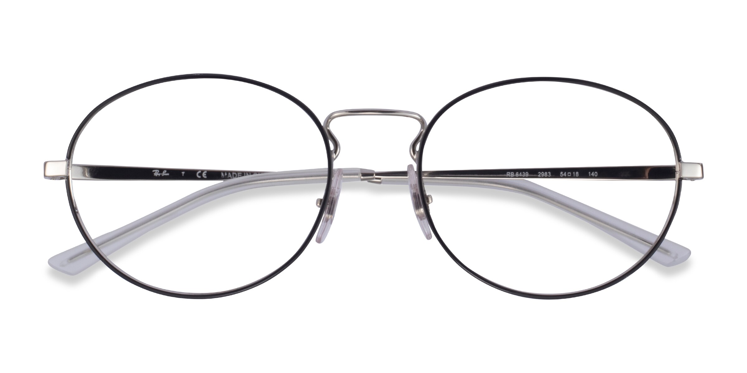 Ray-Ban RB6439 - Oval Black & Silver Frame Eyeglasses | Eyebuydirect