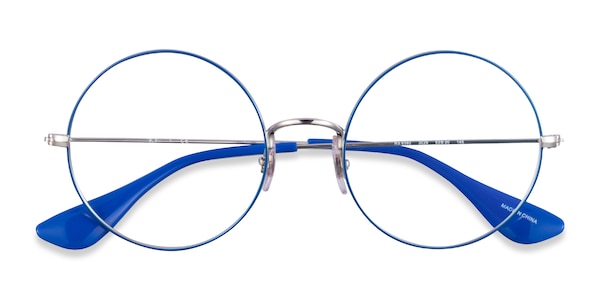 Ray-Ban RB6392 - Round Blue Silver Frame Eyeglasses | Eyebuydirect