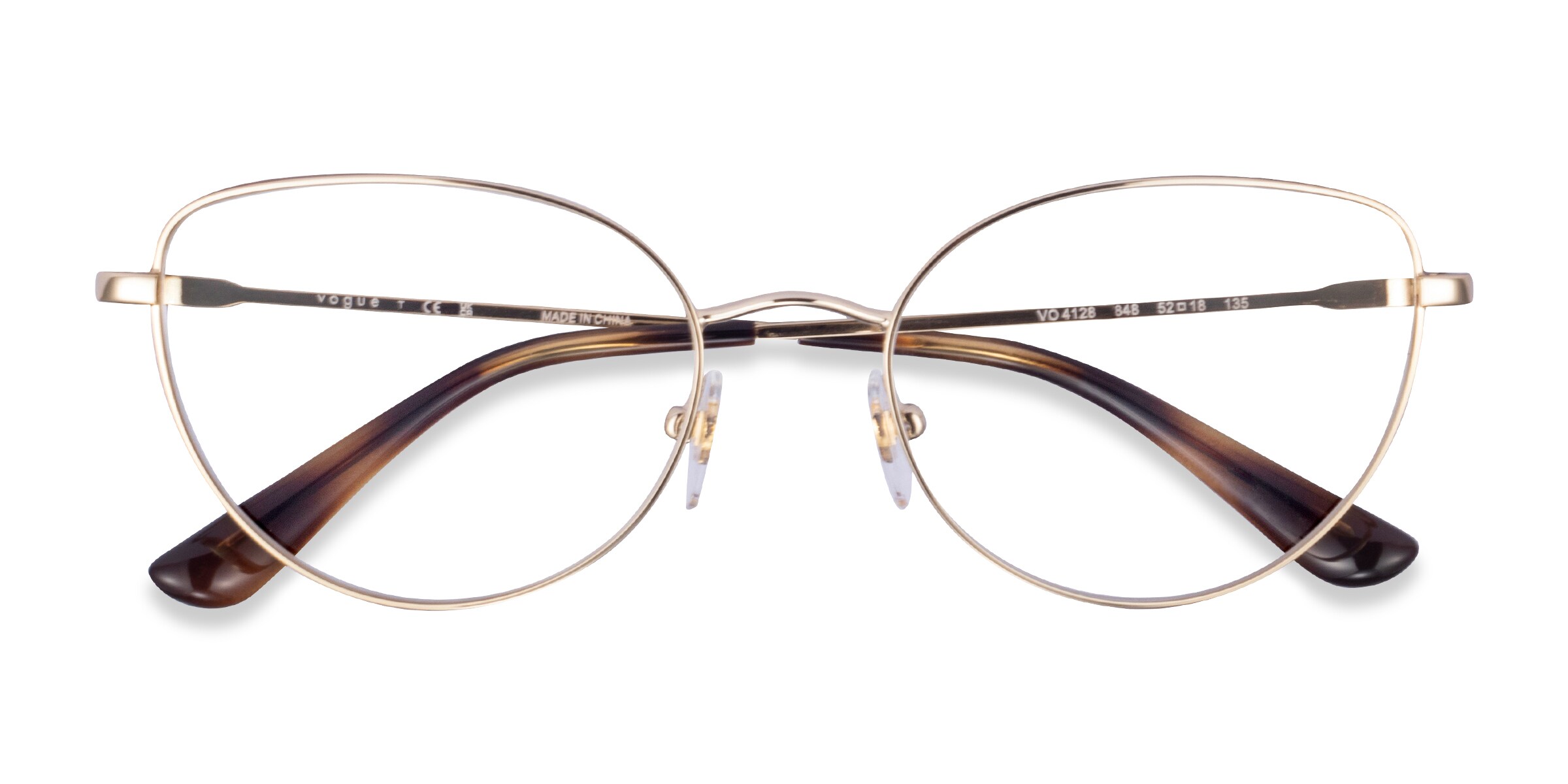 Vogue Eyewear VO4128 - Cat Eye Pale Gold Frame Glasses For