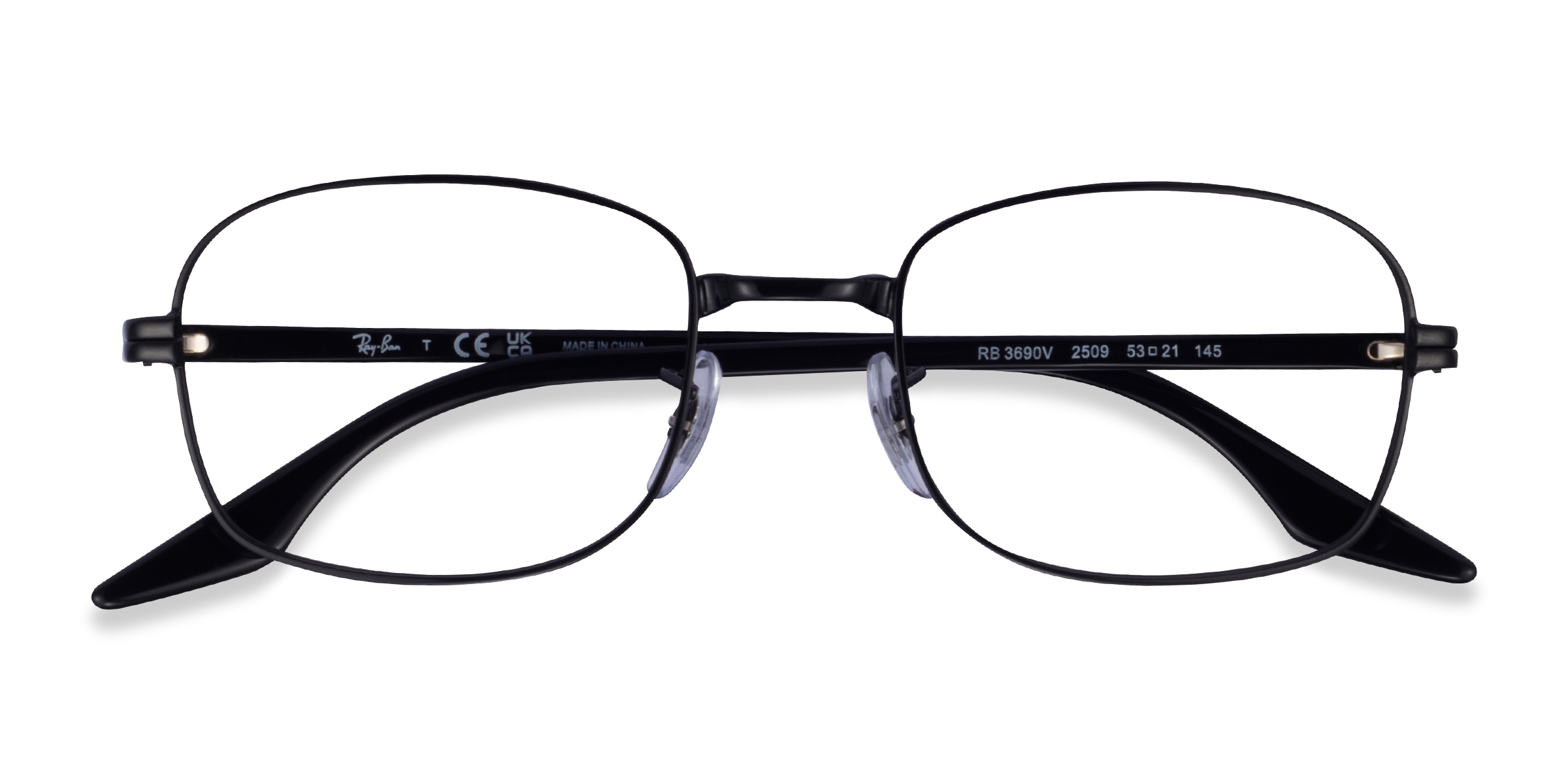 Ray-Ban RB3690V - Rectangle Black Frame Eyeglasses | Eyebuydirect