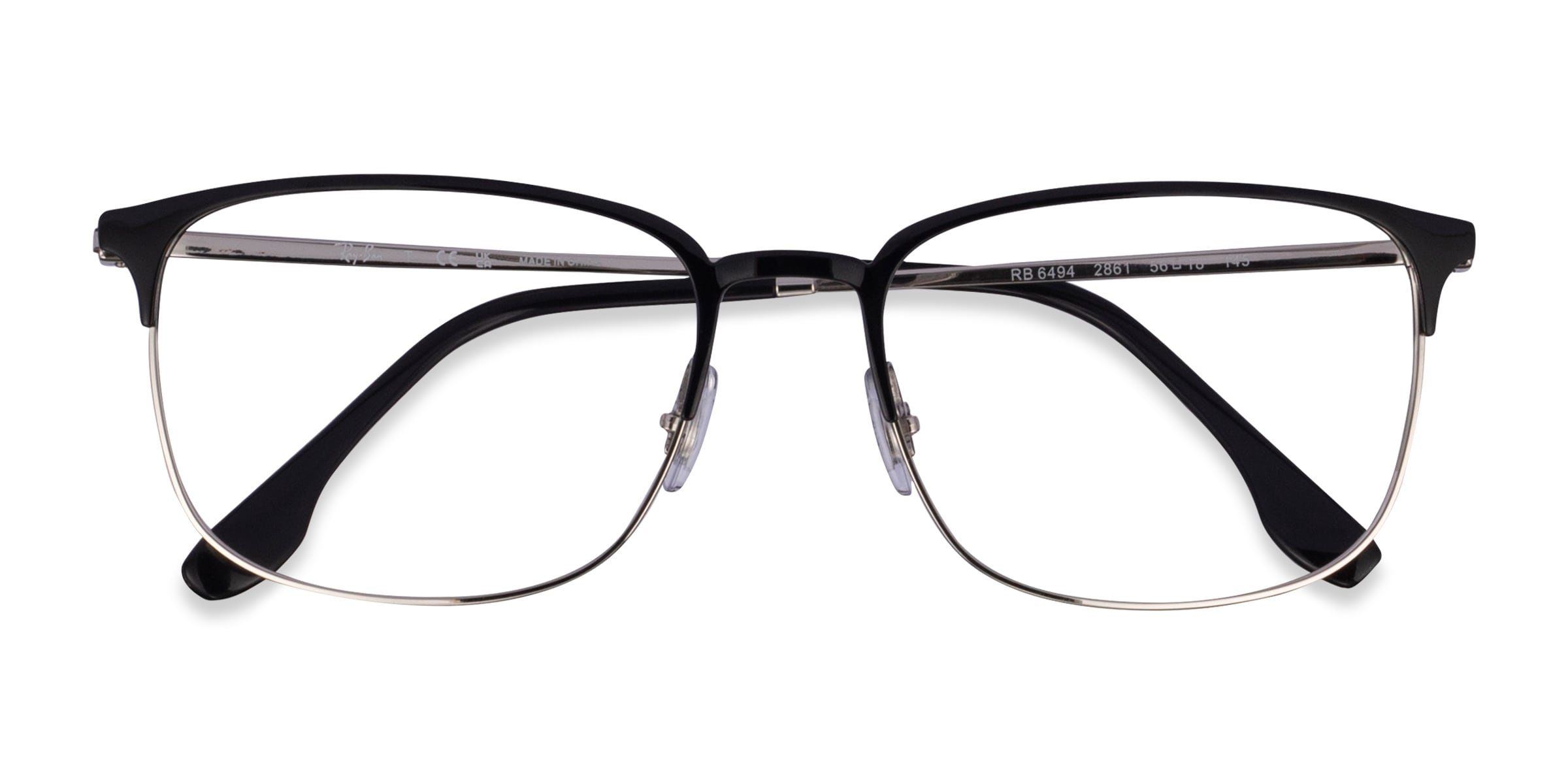 Ray-Ban RB6494 - Browline Black Silver Frame Eyeglasses 