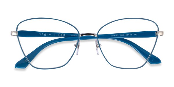 Vogue Eyewear VO4195 - Cat Eye Blue Silver Frame Glasses For Women ...